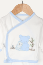 Erkek Bebek 5'li Yenidoğan Hastane Çıkışı Seti - Beyaz Ayıcık Desenli - Görsel 2