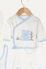 Erkek Bebek 5'li Yenidoğan Hastane Çıkışı Seti - Beyaz Ayıcık Desenli - Görsel 4