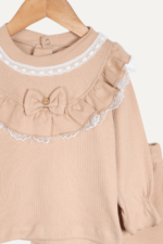 Yaka Dantelli Kol Lastikli Kız Bebek İkili Takımı - Görsel 5