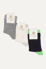 Düz Renk Çocuk 3'lü Çorap Seti Gri-Krem-Siyah 5-6 Yaş