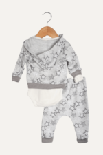 Panda Nakışlı Erkek Bebek 3'lü Takım Gri - Görsel 2