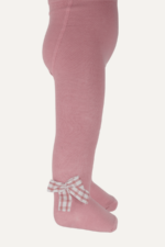 Kız Çocuk Kareli Fiyonklu Külotlu Çorap - Görsel 3