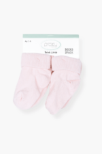 Çizgi Desenli Kız Bebek 2'li Çorap Seti Pembe 0-6 Ay