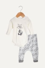 Panda Nakışlı Erkek Bebek 3'lü Takım Gri - Görsel 6