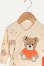 Peluş Ayıcık Nakışlı Erkek Bebek Üçlü Takım - Görsel 5