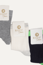 Düz Renk Çocuk 3'lü Çorap Seti Gri-Krem-Siyah 5-6 Yaş - Görsel 3