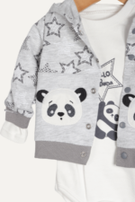 Panda Nakışlı Erkek Bebek 3'lü Takım Gri - Görsel 5