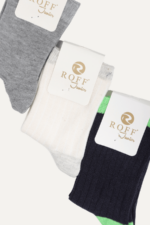 Düz Renk Çocuk 3'lü Çorap Seti Gri-Krem-Siyah 5-6 Yaş - Görsel 4