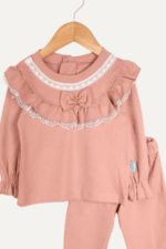 Yaka Dantelli Kol Lastikli Kız Bebek İkili Takımı - Görsel 2