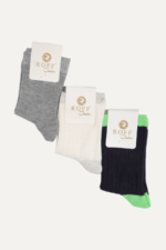 Düz Renk Çocuk 3'lü Çorap Seti Gri-Krem-Siyah 5-6 Yaş - Görsel 5