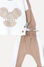 Luoma Yazılı Düğme Detaylı Erkek Bebek İkili Takım - Görsel 11