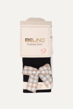 Kız Çocuk Kareli Fiyonklu Külotlu Çorap - Görsel 2