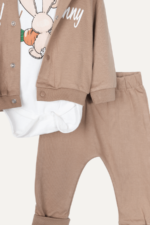 Tavşan Kapüşonlu Erkek Bebek Zıbınlı Üçlü Takım - Görsel 7