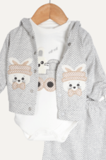 Tavşan Nakışlı 3'lü Uni Bebek Takımı - Görsel 2