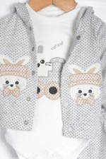 Tavşan Nakışlı 3'lü Uni Bebek Takımı - Görsel 3