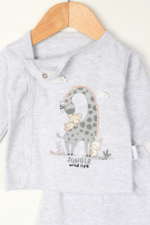 Zürafa Desenli Erkek Bebek İkili Pijama Takımı Gri - Görsel 3