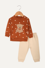 Benekli Ayıcık Nakışlı Erkek Çocuk İkili Takım