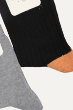 Dikişsiz Düz Renk Uni Çocuk 2'li Çorap Seti Gri-Siyah 7-8 Yaş - Görsel 2