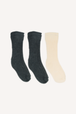 Uzun Çizgili Uni Bebek 3'lü Çorap Seti Haki-Krem 12-24 Ay