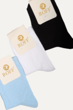 Dikişsiz Düz Renk Erkek Çocuk 3'lü Çorap Seti Mavi-Beyaz-Siyah 3-4 Yaş - Görsel 2