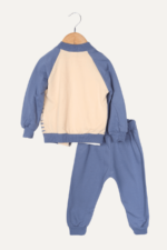 Çizgili Yazı Detaylı Erkek Bebek Üçlü Takım Lacivert - Görsel 3