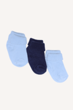Düz Erkek Bebek 3'lü Çorap Seti Mavi 0-3 Ay