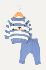 Çizgili Ayıcık Detaylı Erkek Bebek İkili Takım - Görsel 3