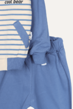 Çizgili Yazı Detaylı Erkek Bebek Üçlü Takım Lacivert - Görsel 4