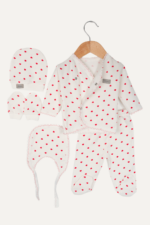 Minik Kalpler Desenli Kız Bebek 5'li Yenidoğan Hastane Çıkışı Seti