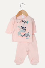 Zebra Desenli Kız Bebek İkili Pijama Takımı Somon