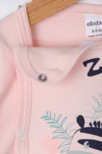 Zebra Desenli Kız Bebek İkili Pijama Takımı Somon - Görsel 3