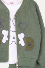 I Love Dad Süzüne Nakışlı Erkek Bebek Üçlü Takım Haki - Görsel 3