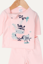 Zebra Desenli Kız Bebek İkili Pijama Takımı Somon - Görsel 5