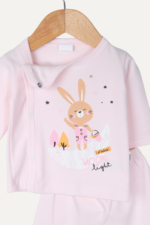 Sevimli Tavşan Desenli Kız Bebek İkili Pijama Takımı Pembe - Görsel 2