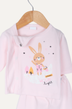 Sevimli Tavşan Desenli Kız Bebek İkili Pijama Takımı Pembe - Görsel 3
