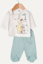 Sevimli Hayvan Desenli Erkek Bebek Pijama İkili Takımı - Görsel 2