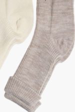 Çizgili Kız Çocuk 2'li Çorap Seti Bej-Krem 9-11 Yaş - Görsel 4