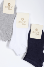 Düz Renk Uni Çocuk 3'lü Çorap Seti Gri-Beyaz-Lacivert 7-8 Yaş - Görsel 2