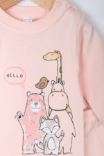 %100 Pamuklu Hayvan Figürlü Kız Bebek İkili Pijama Takımı - Görsel 7