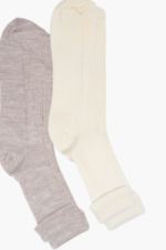 Çizgili Kız Çocuk 2'li Çorap Seti Bej-Krem 9-11 Yaş - Görsel 2