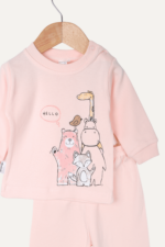 %100 Pamuklu Hayvan Figürlü Kız Bebek İkili Pijama Takımı - Görsel 8