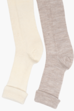 Çizgili Kız Çocuk 2'li Çorap Seti Bej-Krem 9-11 Yaş - Görsel 3