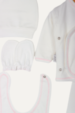 Hayvanlı Desenli Kız Bebek 5'li Yenidoğan Hastane Çıkışı Seti - Doğal Beyaz - Görsel 3