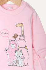 %100 Pamuklu Hayvan Figürlü Kız Bebek İkili Pijama Takımı - Görsel 3