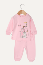 %100 Pamuklu Hayvan Figürlü Kız Bebek İkili Pijama Takımı