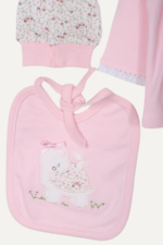 Kaplumbağa Nakışlı Kız Bebek 5'li Yenidoğan Hastane Çıkışı Seti - Pembe - Görsel 2