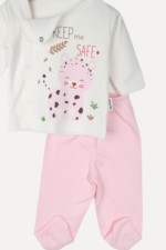 Pembe Leopar Desenli Kız Bebek İkili Pijama Takımı - Görsel 2