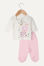 Pembe Leopar Desenli Kız Bebek İkili Pijama Takımı