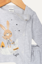Tavşan Desenli Erkek Bebek İkili Pijama Takımı Gri - Görsel 3