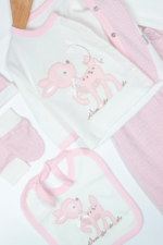 Sevimli Ceylan Nakışlı Kız Bebek 5'li Yenidoğan Hastane Seti Pembe - Görsel 2